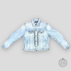 NEW AMIRI men's mx2 long sleeve trucker jacket in clay indigo